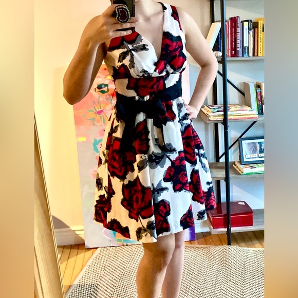 Vintage floral print cocktail dress - Picture 3 of 7